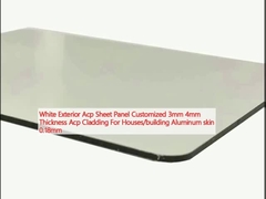 Beyaz Dış Acp Yaprak Panel Özel 3mm 4mm Kalınlığı Acp Kaplama Evler / binalar için Alüminyum deri 0.18mm