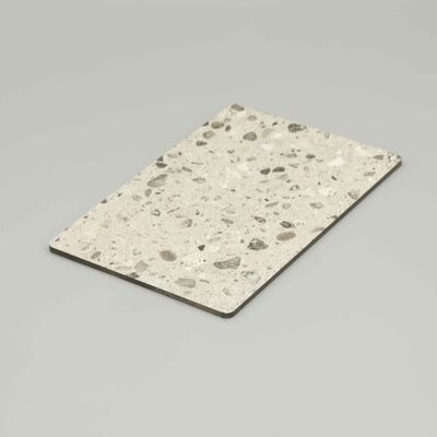 Fırçalı Dekorasyon Mermer Acp Yaprak Beyaz Terrazzo Alüminyum Kompozit Panel Duvar Kaplama
